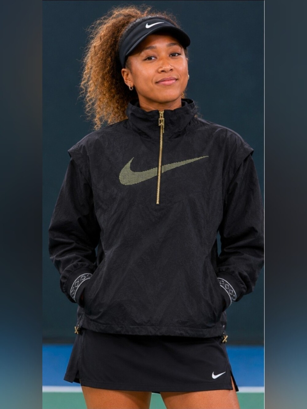 Nike x Naomi Osaka Black Gold Jacquard Women Jacket NWT HJ0334-010 Large